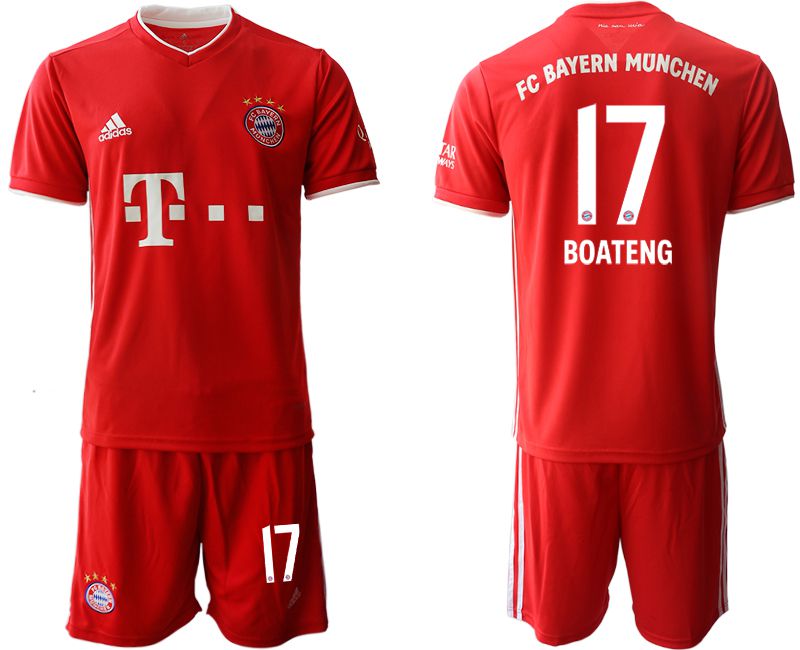 Men 2020-2021 club Bayern Munich home #17 red Soccer Jerseys